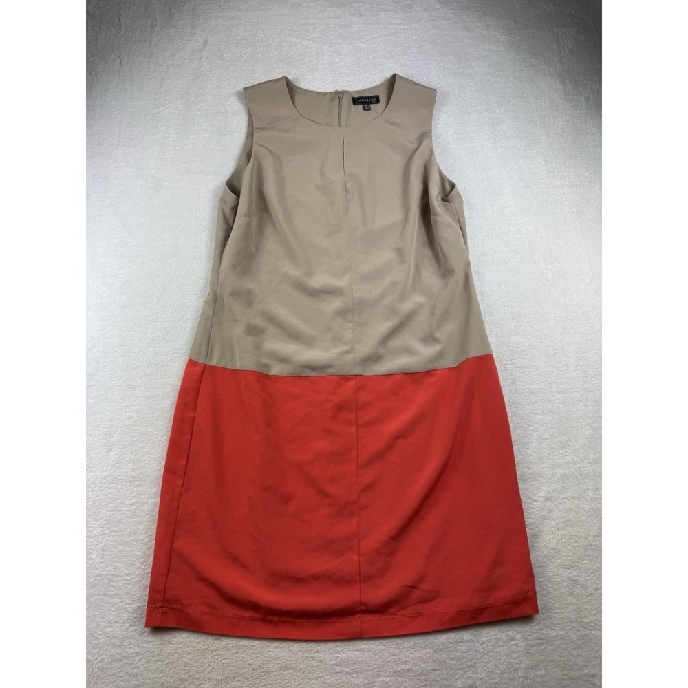 Luxology Shift Dress Women's‎ 14 Sleeveless V Neck Knee Length Color Block
